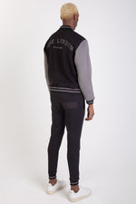 FLOURISH VARSITY JACKET - BLACK - Rose London