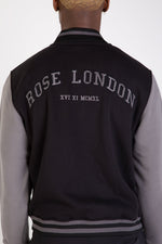 FLOURISH VARSITY JACKET - BLACK - Rose London