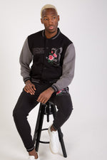 FLOURISH VARSITY JACKET - BLACK - Rose London