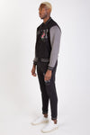 FLOURISH VARSITY JACKET - BLACK - Rose London