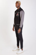 FLOURISH VARSITY JACKET - BLACK - Rose London